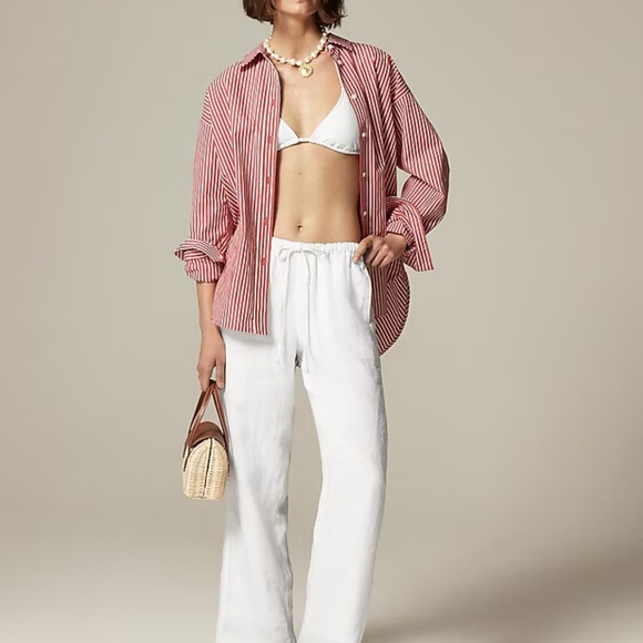 J. Crew Womens Soleil Pants in Linen, White size M, NWT - Picture 1 of 5